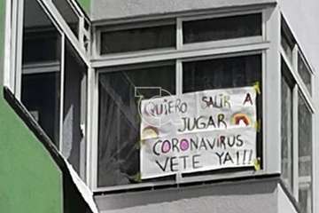 Mural de un menor en contra del coronavirus (Foto TA)